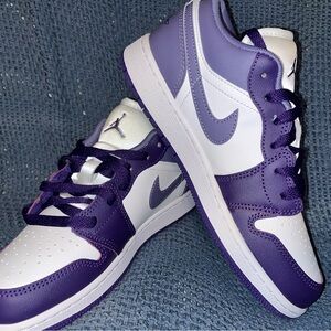 Nike Air Jordan 1 Low (GS) court purple/dusty amethyst/white, Size: 4.5Y